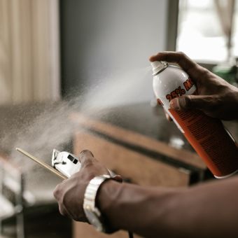 Barber disinfecting clippers and comb with disinfectant spray
